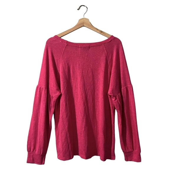 Sanctuary Sweater Size XXL Hot Pink Puff Sleeve Drop Shoulder Knit T2671-KS289 - Picture 2 of 8